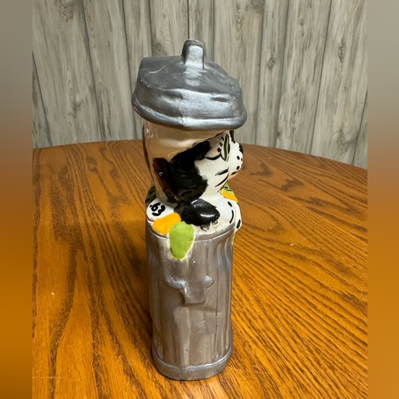 Vintage Ceramaster Kitty Cat in Trash Can Ceramic Coin Piggy Bank 7.5" - Picture 4 of 8